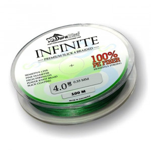 Шнур DuraKing INFINITE 4X , 150м, тёмно-зелёный #1.2, 0,18мм, 23lbs Шнур DuraKing INFINITE 4X , 150м, тёмно-зелёный #1.2, 0,18мм, 23lbs