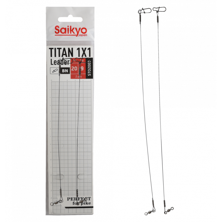 Поводок Saikyo Titan 1x1 STO2009, 9кг/20см, 2шт