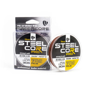 Поводковый материал ULTRON Steel Core, 30 м (Pro 0,45 мм, 13 кг, 30 м, коричневый)